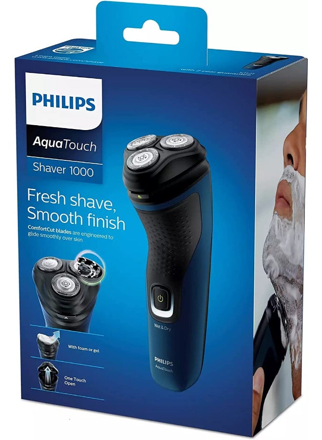 Philips AquaTouch Shaver 1000 Wet or Dry Electric Shaver, S1121/40, 2 Year world-wide guarantee Black/Blue  - Image 4