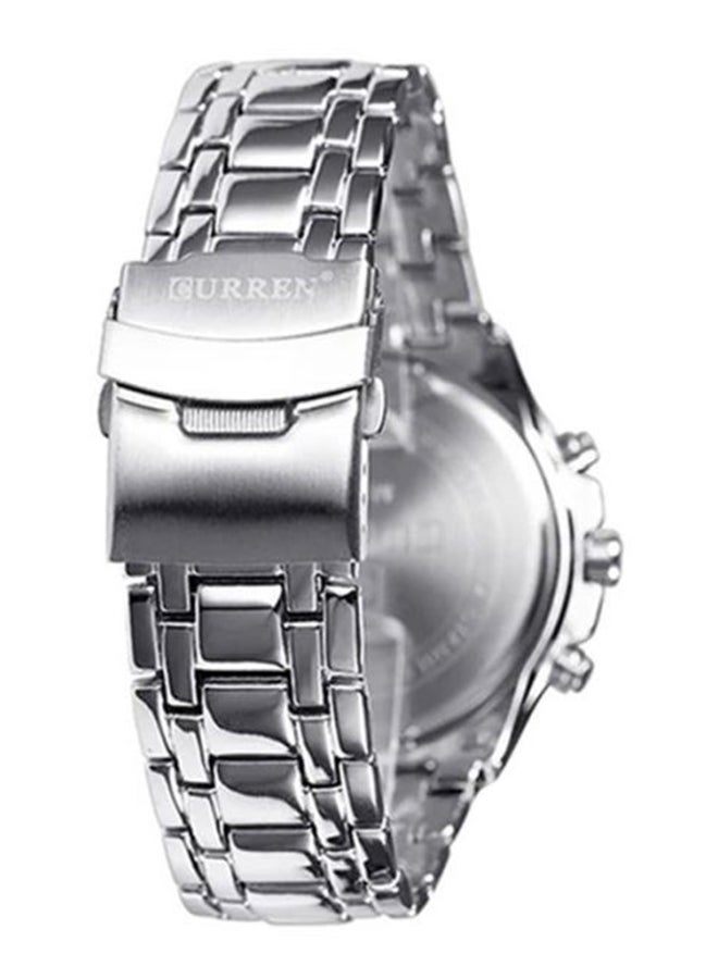 كارين ساعة يد كرونوغراف مقاومة للماء طراز 8023 - 48 مم - فضي للرجال - Image 4