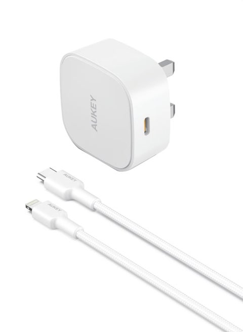 Kit On The GO Bundle-IIII  PD Charger 20W With MFI USB-C To Lightning Cable White