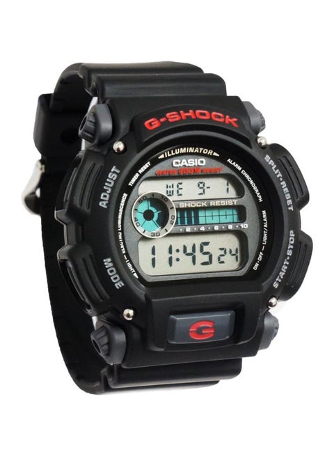 Men's Round Shape Rubber Strap Digital Wrist Watch 49 mm - Black - DW-9052-1VDR