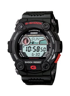 Men's Round Shape Rubber Strap Digital Wrist Watch 50 mm - Black - G-7900-1DR