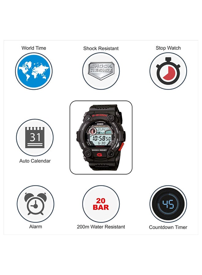 G-SHOCK - Men's Round Shape Rubber Strap Digital Wrist Watch 50 mm - Black - G-7900-1DR - Image 1