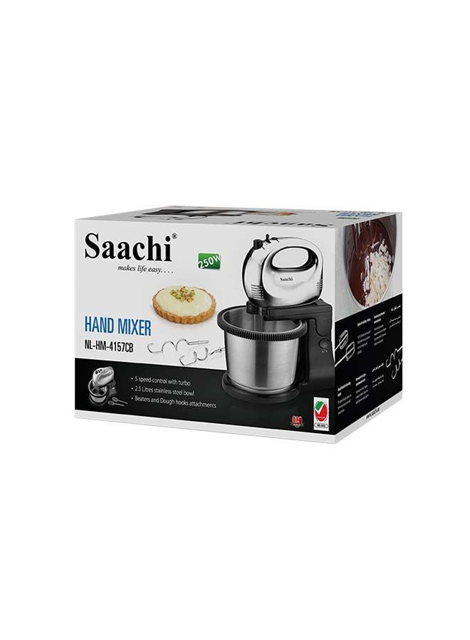 ساتشي خلاط يدوي مع وعاء 2.5 L 250 W NL-HM-4157CB-BK أسود/فضي  - Image 3