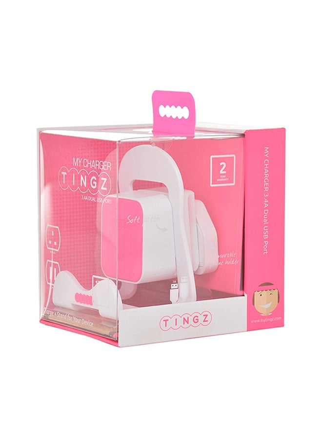 My Charger 3.4A Dual USB Wall Stand Charger Hot Pink - v1676460071/N11083906A_2