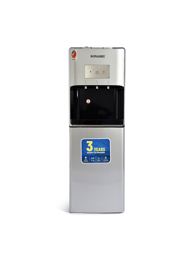 SONASHI - 3 Tap Free Standing Water Dispenser - with Bottom Loading | 3 Taps (Hot, Cold, and Normal) with Asbeila COmpressor | Stainless Steel Water Tank | LED Light Indicator | Water Dispenser SWD-56 Silver - Image 1