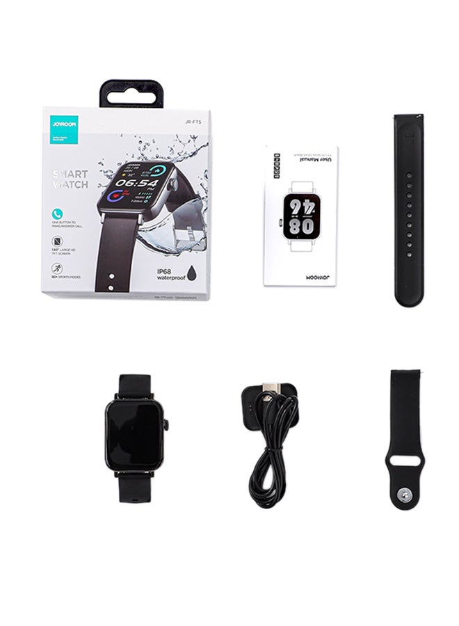 JOYROOM - 300mAh JR-FT5 Fit-Life Smart Watch Can Make and Answer Calls 1.83-inch HD Screen 80 Sports Modes Fitness Monitor Health Monitor Monitor Blood Oxygen Blood Pressure Heart Rate Pressure Sleep Monitoring Message Reminder Smart Watch Suitable for Men Women Smart Watch Compatible with Apple Android Phone Black - Image 1
