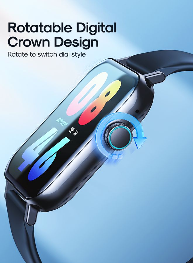 JOYROOM - 300mAh JR-FT5 Fit-Life Smart Watch Can Make and Answer Calls 1.83-inch HD Screen 80 Sports Modes Fitness Monitor Health Monitor Monitor Blood Oxygen Blood Pressure Heart Rate Pressure Sleep Monitoring Message Reminder Smart Watch Suitable for Men Women Smart Watch Compatible with Apple Android Phone Black - Image 1