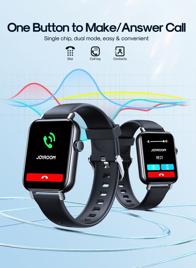 JOYROOM - 300mAh JR-FT5 Fit-Life Smart Watch Can Make and Answer Calls 1.83-inch HD Screen 80 Sports Modes Fitness Monitor Health Monitor Monitor Blood Oxygen Blood Pressure Heart Rate Pressure Sleep Monitoring Message Reminder Smart Watch Suitable for Men Women Smart Watch Compatible with Apple Android Phone Black - Image 1