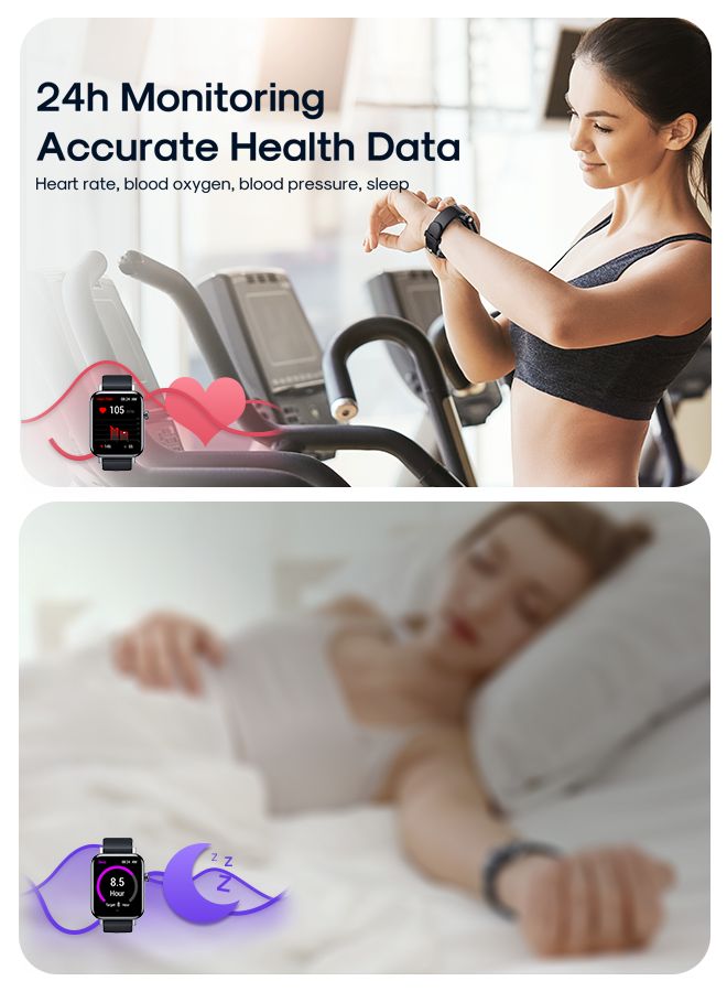 JOYROOM - 300mAh JR-FT5 Fit-Life Smart Watch Can Make and Answer Calls 1.83-inch HD Screen 80 Sports Modes Fitness Monitor Health Monitor Monitor Blood Oxygen Blood Pressure Heart Rate Pressure Sleep Monitoring Message Reminder Smart Watch Suitable for Men Women Smart Watch Compatible with Apple Android Phone Black - Image 1