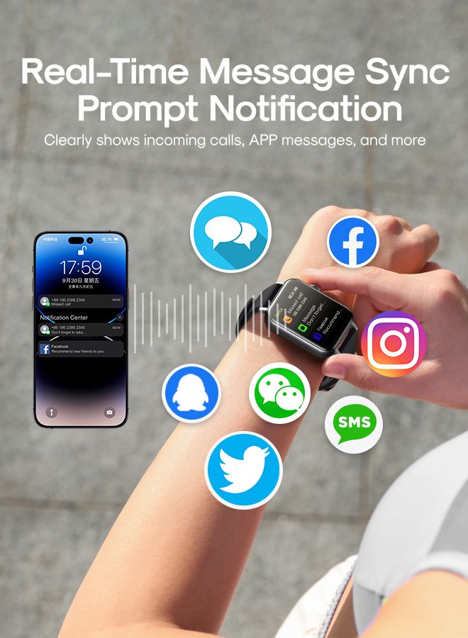 JOYROOM - 300mAh JR-FT5 Fit-Life Smart Watch Can Make and Answer Calls 1.83-inch HD Screen 80 Sports Modes Fitness Monitor Health Monitor Monitor Blood Oxygen Blood Pressure Heart Rate Pressure Sleep Monitoring Message Reminder Smart Watch Suitable for Men Women Smart Watch Compatible with Apple Android Phone Black - Image 1