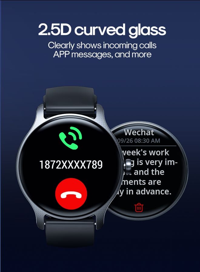JOYROOM - Classic Series Smart Watch Can Make and Answer Calls Fitness Tracker Heart Rate Sleep Quality Monitor Round Smart Watch IP68 Waterproof Watch Compatible with iPhone Android Phone Men Women Dark Grey - Image 1