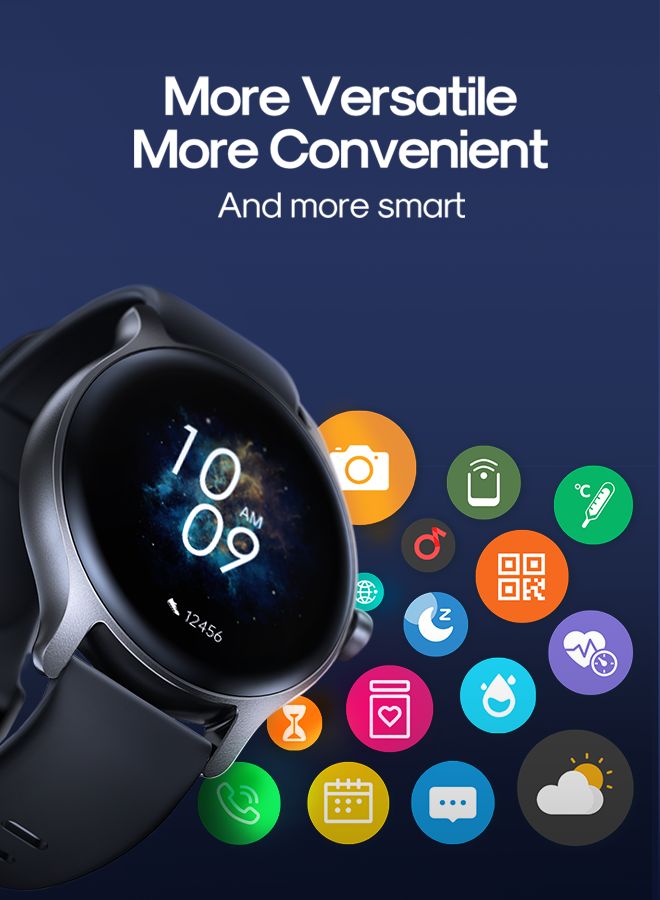 JOYROOM - Classic Series Smart Watch Can Make and Answer Calls Fitness Tracker Heart Rate Sleep Quality Monitor Round Smart Watch IP68 Waterproof Watch Compatible with iPhone Android Phone Men Women Dark Grey - Image 1