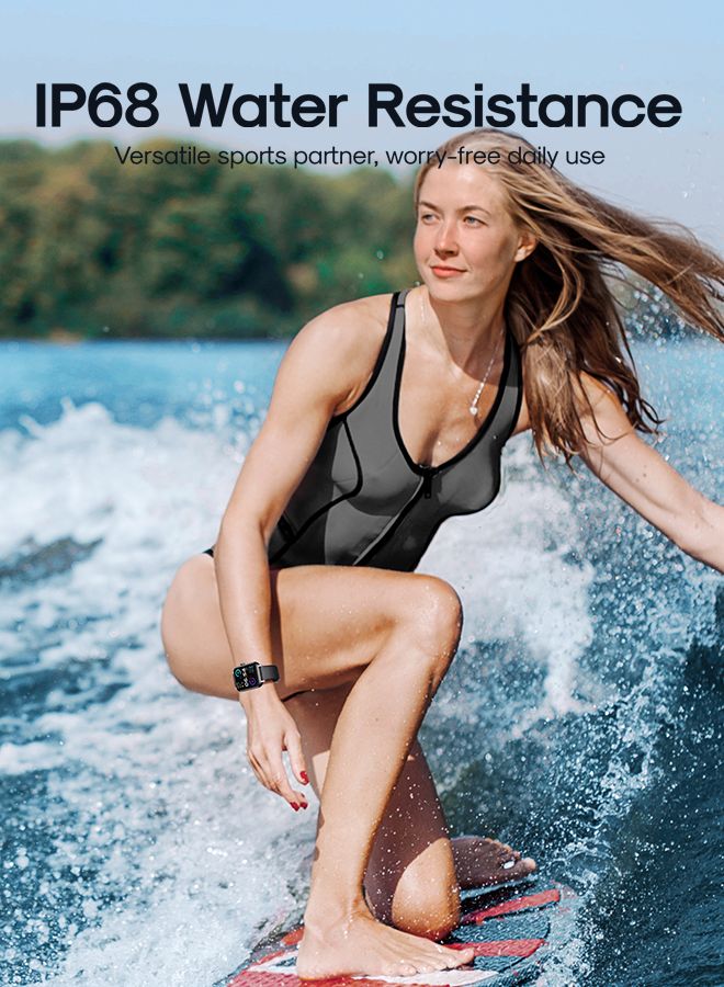 JOYROOM - 300mAh JR-FT5 Fit-Life Smart Watch Can Make and Answer Calls 1.83-inch HD Screen 80 Sports Modes Fitness Monitor Health Monitor Monitor Blood Oxygen Blood Pressure Heart Rate Pressure Sleep Monitoring Message Reminder Smart Watch Suitable for Men Women Smart Watch Compatible with Apple Android Phone Black - Image 1