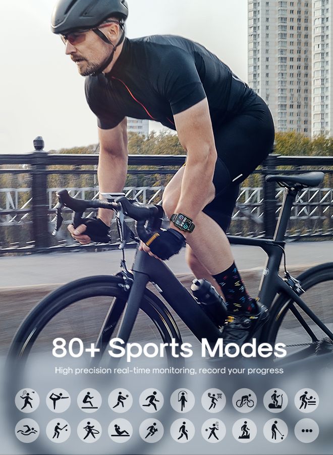 JOYROOM - 300mAh JR-FT5 Fit-Life Smart Watch Can Make and Answer Calls 1.83-inch HD Screen 80 Sports Modes Fitness Monitor Health Monitor Monitor Blood Oxygen Blood Pressure Heart Rate Pressure Sleep Monitoring Message Reminder Smart Watch Suitable for Men Women Smart Watch Compatible with Apple Android Phone Black - Image 1