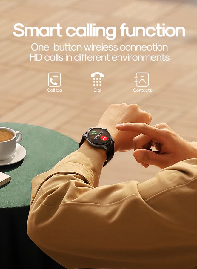 JOYROOM - Classic Series Smart Watch Can Make and Answer Calls Fitness Tracker Heart Rate Sleep Quality Monitor Round Smart Watch IP68 Waterproof Watch Compatible with iPhone Android Phone Men Women Dark Grey - Image 1