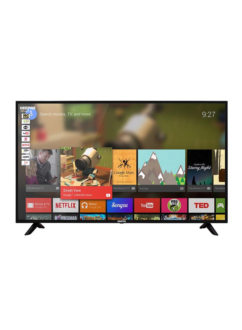 GEEPAS 58 Inch Smart LED TV - Mirror Cast, 3.5Mm, 3 HDMI And 2 USB Ports | Wifi, Android 9.0 With E-Share | 2 GB Ram | Comes Application Like Youtube, Netflix, Amazon Prime GLED5808SUHD Black - Image 1