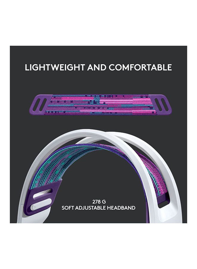 لوجيتيك سماعة الألعاب اللاسلكية Logitech G733 LIGHTSPEED مع عصابة رأس للتعليق، LIGHTSYNC RGB، تقنية ميكروفون Blue VO!CE ومحركات صوت PRO-G، خفيفة الوزن، عمر بطارية 29 ساعة، نطاق 20 مترًا - أبيض  - Image 2