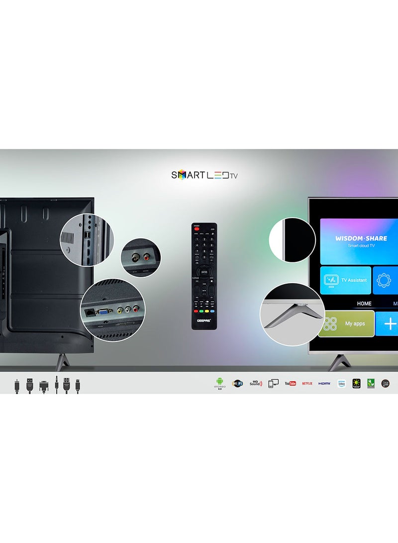 GEEPAS 55" Edgeless HD Smart LED TV with Remote Control ,HDMI & USB Ports, Head Phone Jack, PC Audio In,Wi-Fi, Android 9.0 with E-Share , YouTube, Netflix GLED5508SFHD Black  - Image 4