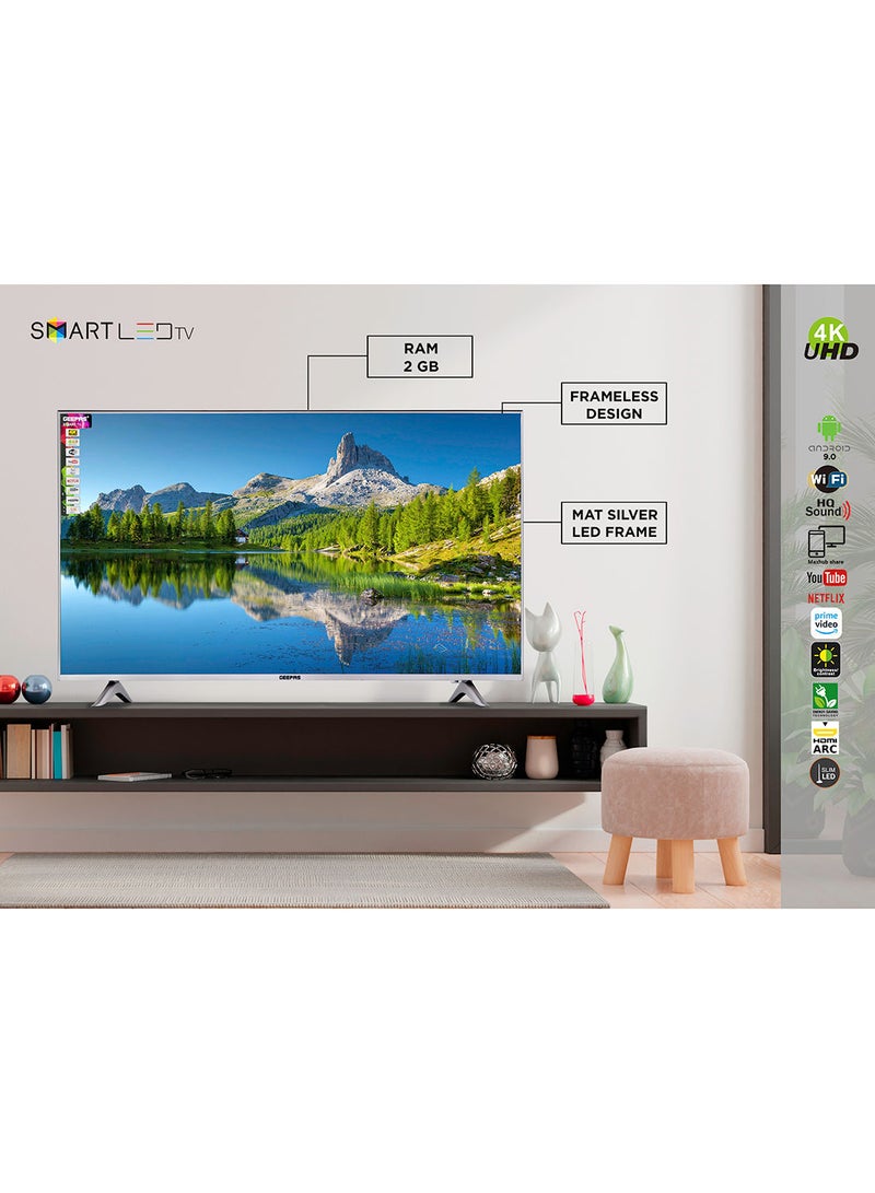 GEEPAS 50" Edgeless HD Smart LED TV with Remote Control , HDMI & USB Ports, Head Phone Jack, PC Audio In ,Wi-Fi, Android 9.0 with E-Share ,YouTube, Netflix GLED5028SEFHD Black  - Image 2