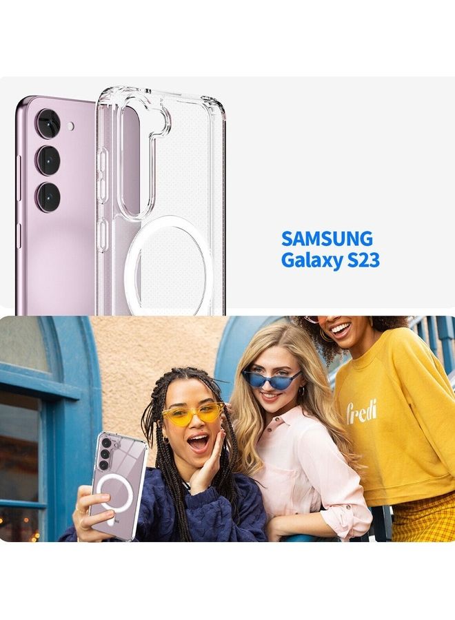 MARGOUN - Clear Magnetic Case Compatible with MagSafe Wireless Charging Transparent Slim Cover for Samsung Galaxy S23 Clear - Image 1