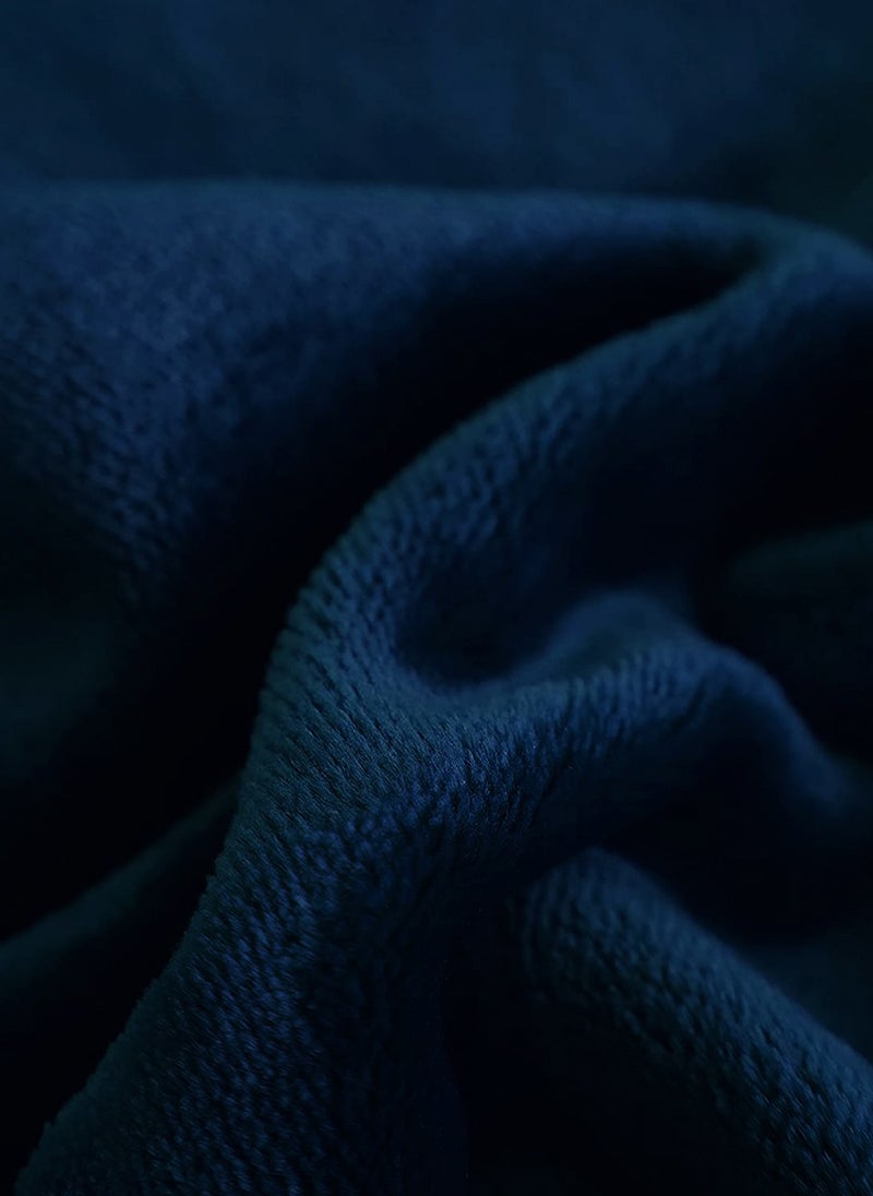 Noon East - Lightweight Summer Blanket King Size 310 GSM Extra Soft Fleece All Season Blanket Bed And Sofa Throw Dark Blue 220 x 230cm - Image 1