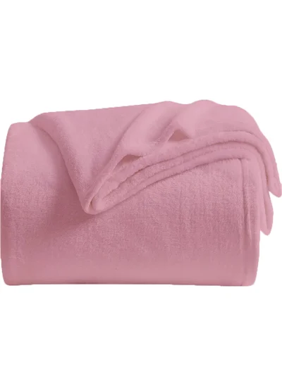 Noon East Lightweight Summer Blanket King Size 310 GSM Extra Soft Fleece All Season Blanket Bed And Sofa Throw Pink 220 x 230cm