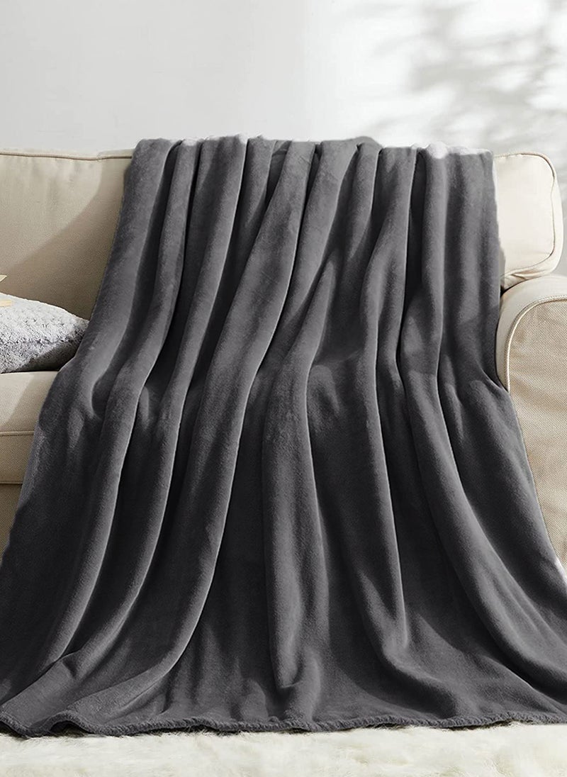 ايست من نون بطانية صيفية خفيفة الوزن مقاس كوين 310 جرام لكل متر مربع من الصوف الناعم الإضافي لجميع المواسم بطانية سرير وأريكة مقاس 200 × 150 سم رمادي - Image 4