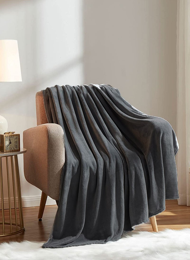 ايست من نون بطانية صيفية خفيفة الوزن مقاس كوين 310 جرام لكل متر مربع من الصوف الناعم الإضافي لجميع المواسم بطانية سرير وأريكة مقاس 200 × 150 سم رمادي - Image 3