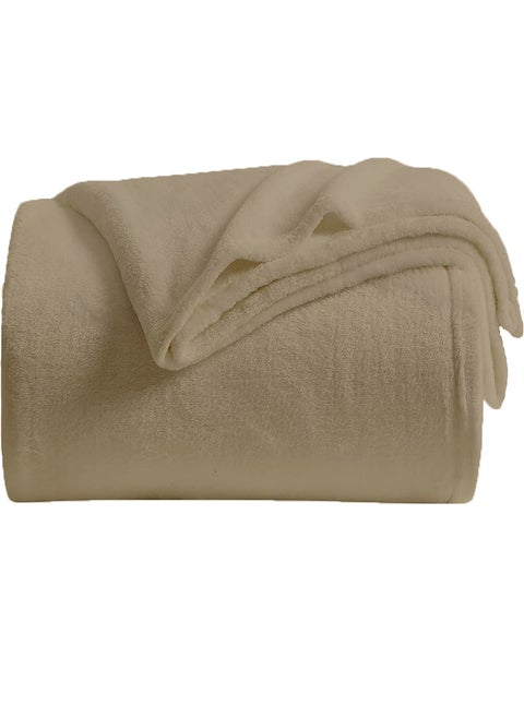 Lightweight Summer Blanket King Size 310 GSM Extra Soft Fleece All Season Blanket Bed And Sofa Throw  220 X 230 Cms Beige Beige 220 X 230cm