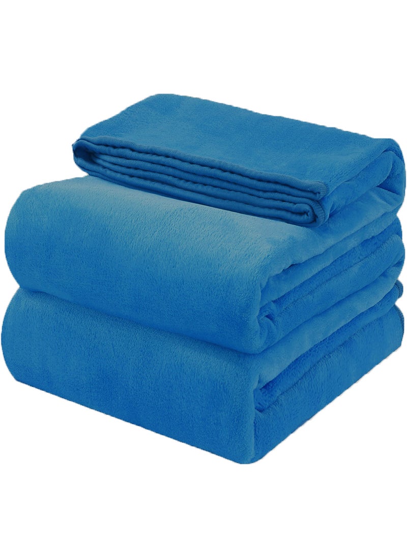 Noon East - Lightweight Summer Blanket Queen Size 310 GSM Extra Soft Fleece All Season Blanket And Sofa Throw Blue 150 x 200cm - Image 1