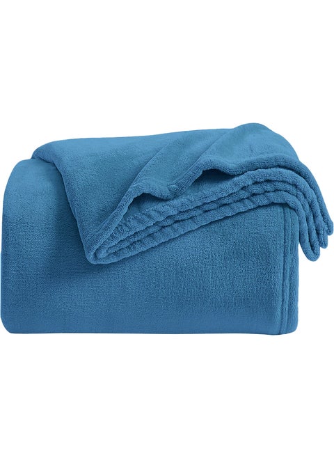 Lightweight Summer Blanket Queen Size 310 GSM Extra Soft Fleece All Season Blanket And Sofa Throw Blue 150 x 200cm