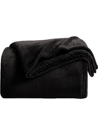 Lightweight Summer Blanket Queen Size 310 GSM Extra Soft Fleece All Season Blanket And Sofa Throw Black 150 x 200cm - v1676540042/N43272795A_7