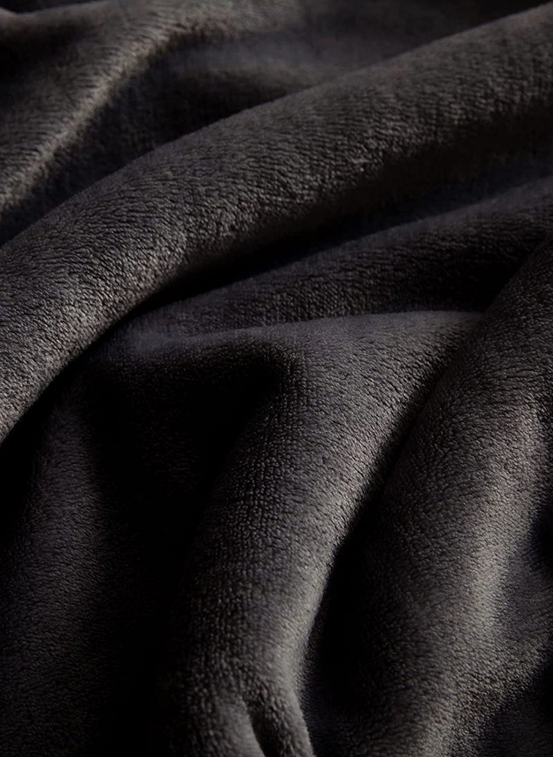 Noon East - Lightweight Summer Blanket King Size 310 GSM Extra Soft Fleece All Season Blanket Bed And Sofa Throw Black 220 x 230cm - Image 1