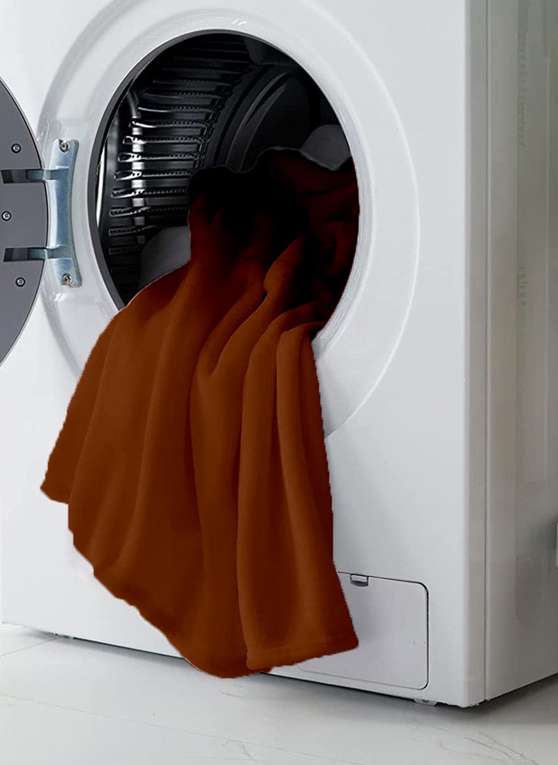 Noon East - Lightweight Summer Blanket King Polyester Size 310 GSM Extra Soft Fleece All Season Blanket Bed And Sofa Throw Brown 220 x 230cm - Image 1