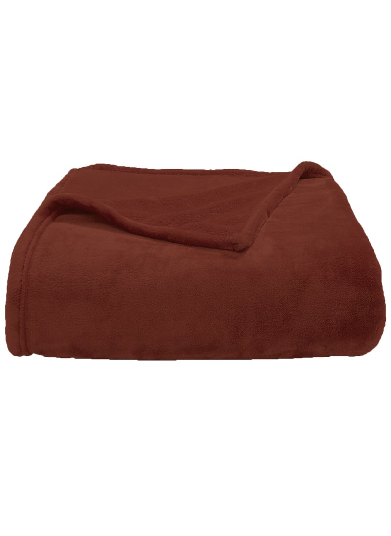 Noon East - Lightweight Summer Blanket King Polyester Size 310 GSM Extra Soft Fleece All Season Blanket Bed And Sofa Throw Brown 220 x 230cm - Image 1