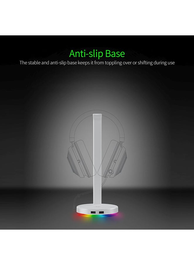 RAZER Base Station V2 Chroma Headset Stand / Chroma RGB Headset Holder With 2 USB 3.1 Ports Support 7.1 Surround Sound / Silver - Image 2