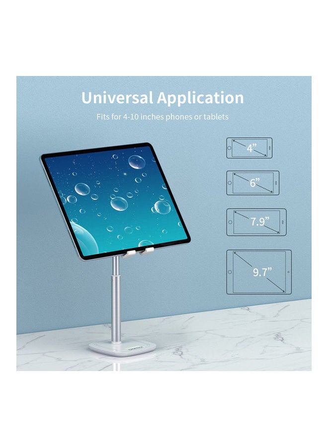 Adjustable Stand For Phone And Tablet 4-10 Inch White/Silver