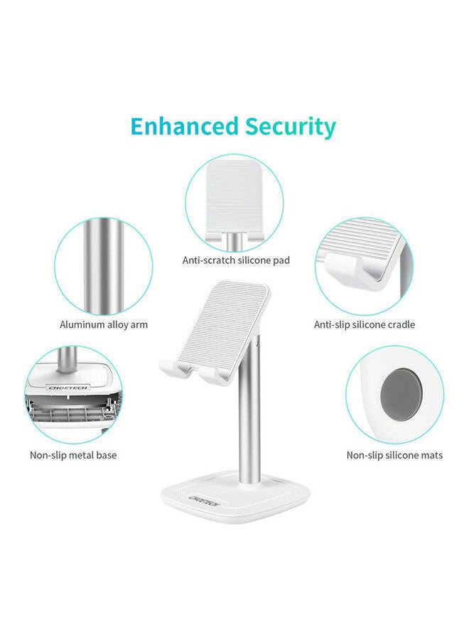 Adjustable Stand For Phone And Tablet 4-10 Inch White/Silver