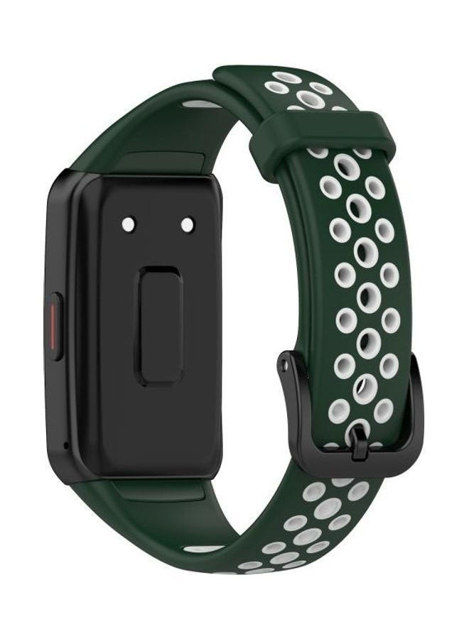BGM Universal Breathable Silicone Replacement Strap Watchband For Huawei Band 6 / Honor Band 6 Green - Image 5