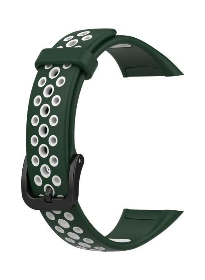 BGM Universal Breathable Silicone Replacement Strap Watchband For Huawei Band 6 / Honor Band 6 Green - Image 3