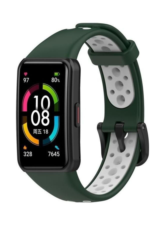 BGM Universal Breathable Silicone Replacement Strap Watchband For Huawei Band 6 / Honor Band 6 Green - Image 4