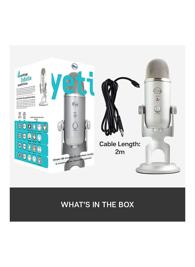 Logitech Yeti Premium Multi-Pattern USB Microphone - Silver - Image 4