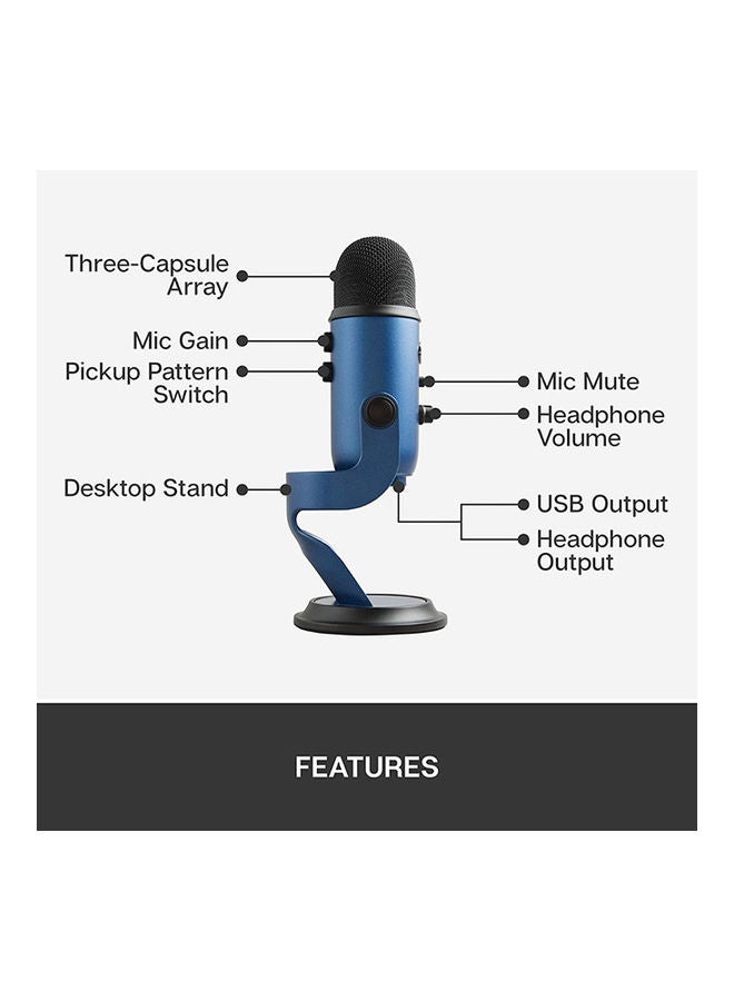 Logitech - Logitech Yeti Premium Multi-Pattern USB Microphone - Blue - Image 1