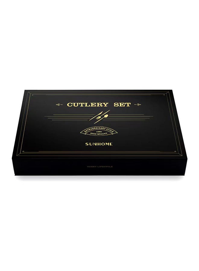 24-Piece Western Style Eco-Friendly Dishwasher Safe Stainless Steel Cutlery Set 396 Milliliter 39.6x5.5x25.7 Gold - https://f.nooncdn.com/p/v1676618123/N42836930A_2.jpg?width=original