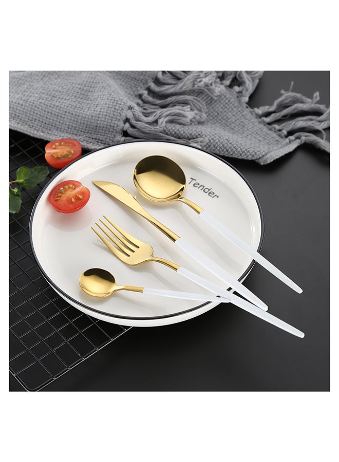 Sunhome 4-Piece Stainless Steel Cutlery Set White/Gold 220mm  - Image 4