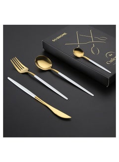 Sunhome 4-Piece Stainless Steel Cutlery Set White/Gold 220mm  - Image 5