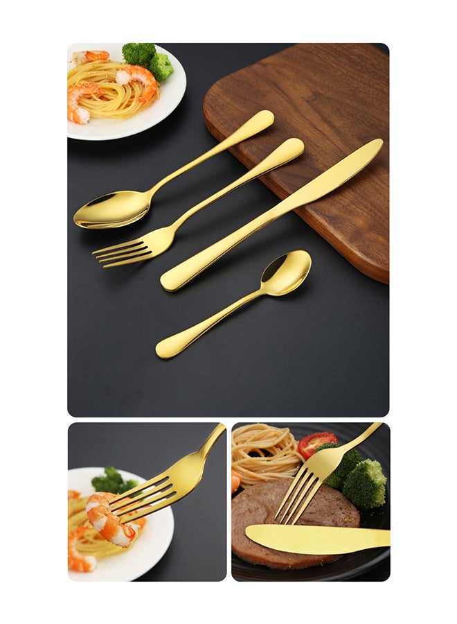 Sunhome - 24-Piece Western Style Eco-Friendly Dishwasher Safe Stainless Steel Cutlery Set 396 Milliliter 39.6x5.5x25.7 Gold - Image 1