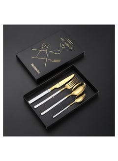 Sunhome 4-Piece Simple Design Cutlery Gift Set White/Gold  - Image 2