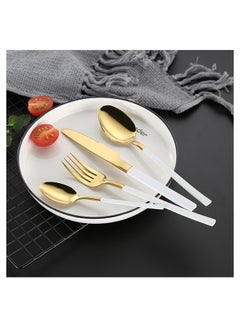 Sunhome 4-Piece Simple Design Cutlery Gift Set White/Gold  - Image 3