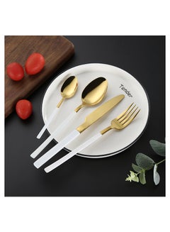 Sunhome 4-Piece Simple Design Cutlery Gift Set White/Gold  - Image 4